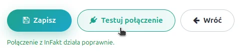 Screen: wynik testu połączenia