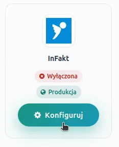 Screen: przycisk konfiguracji dla Infakt