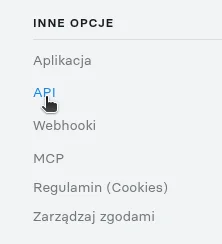 Screen: ustawienia Infakt - przycisk "API"