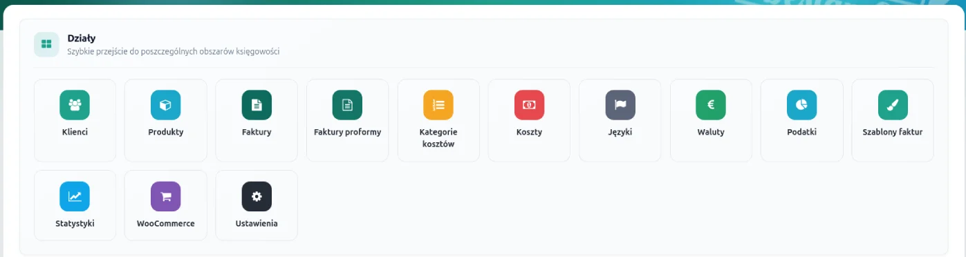Screen: kokpit i działy pluginu 