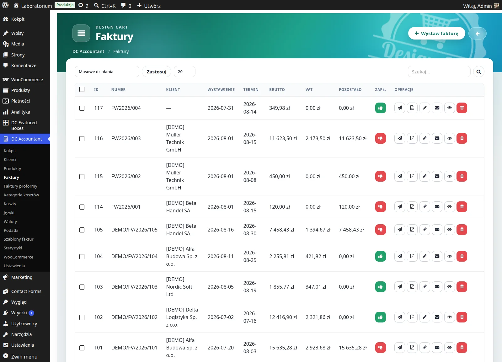 Screen: faktury