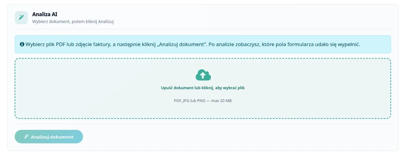 Screen: sekcja analizy AI