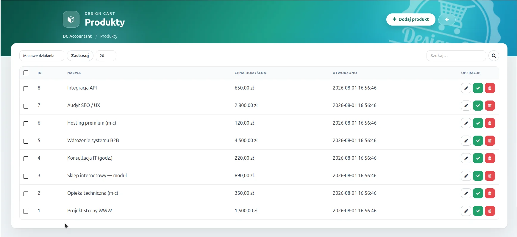 Screen: lista produktów