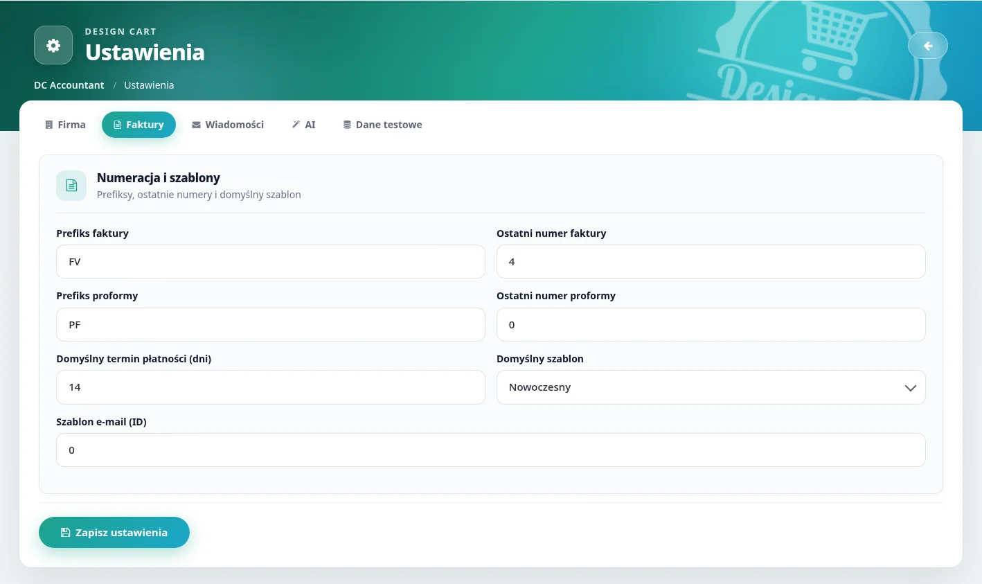 Screen: TAB "Faktury"