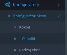 menu konfiguratora