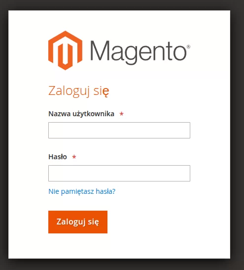 Panel logowania w Magento