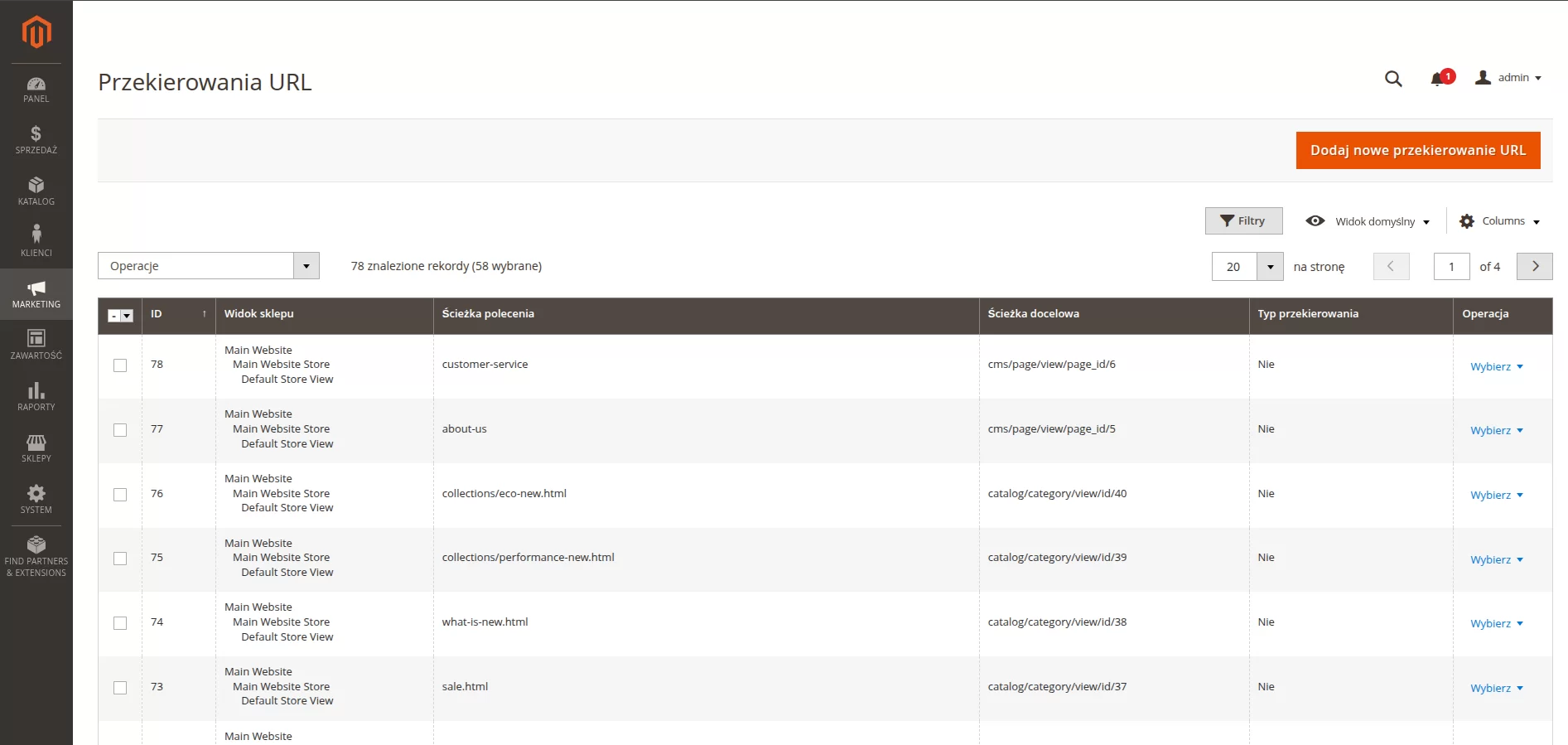 Przekierowania w Magento
