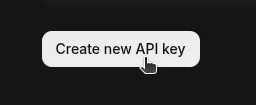 Zrzut ekranu 7: Przycisk „Create new API key”