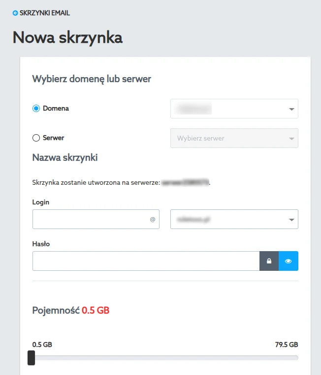 Screen: formularz tworzenia skrzynki na home.pl