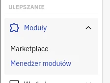 Screen: Lewe menu z zaznaczonym „Menedżer modułów”