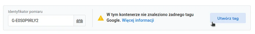Screen: Tworzenie nowego tagu Google w kontenerze GTM