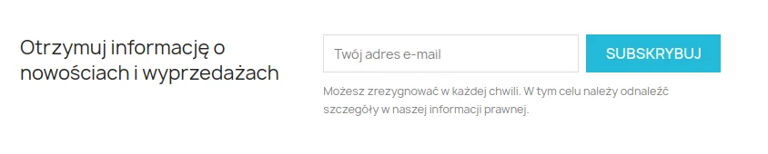 Screen: formularz newslettera w stopce strony
