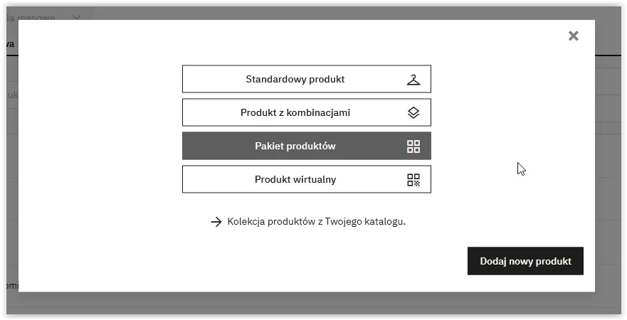 wybierz pakiet produktów
