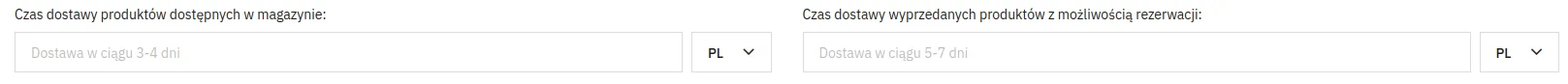 Screen: edycja produktu i tłumaczenie czasu dostawy