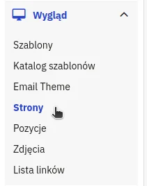 Screen: lewe menu - strony