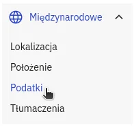 Screen: lewe menu - podatki