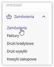 Jak przejść do zamówień za pomocą lewej nawigacji