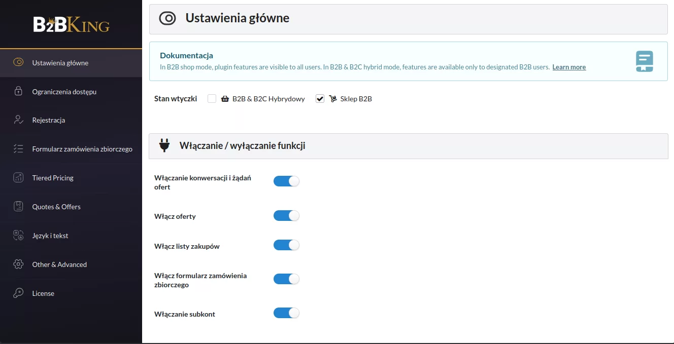 Ustawienia główne