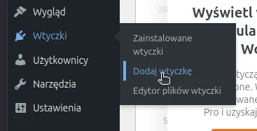 Screen: lewe menu Wordpress'a