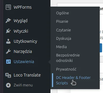 Screen: przejdź do ustawień wtyczki