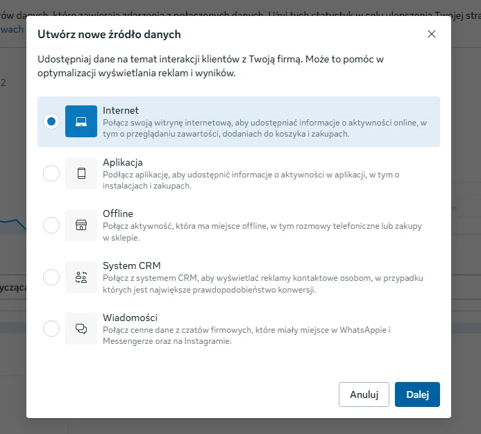 Screen: określenie źródła danych