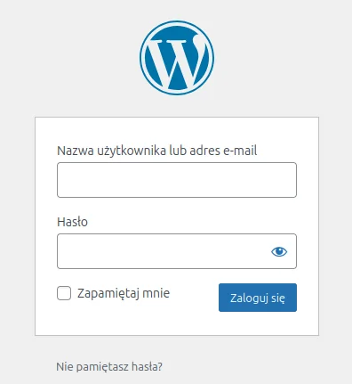 Screen: Formularz logowania do panelu WordPress
