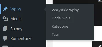 Screen: Rozwinięte menu boczne WordPress