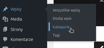 Screen: Menu Kategorie w WordPress