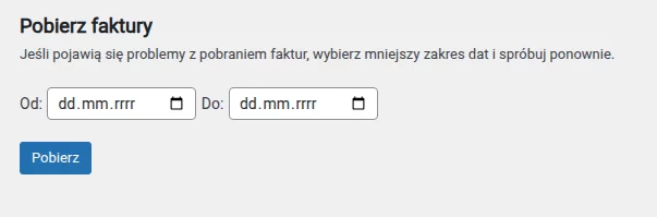 Opcje pobierania faktur