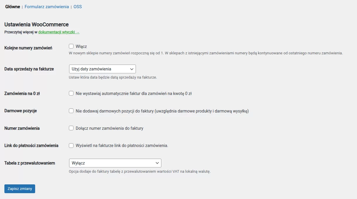 Ustawienia - zakładka "Woocommerce"