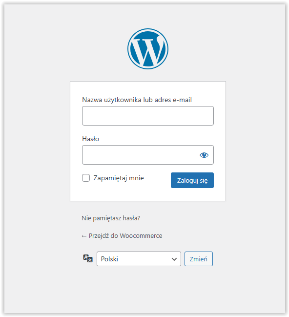 Panel logowania Wordpress