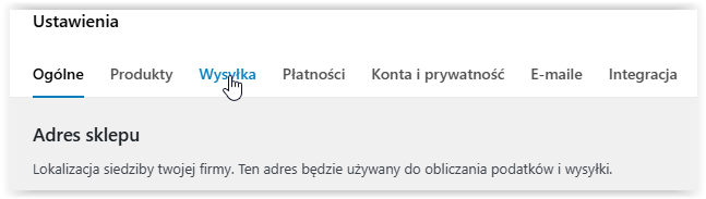 Wybierz zakładkę "Wysyłka"