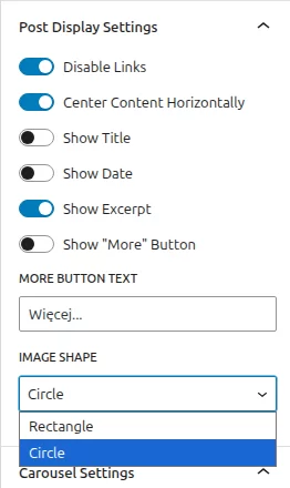 Ustawienia wyświetlania elementów