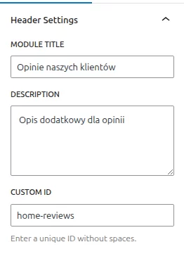 Ustawienia nagłówka