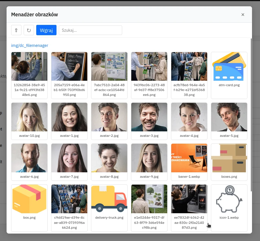 Screen: autorski filemenager dla modułów Design Cart