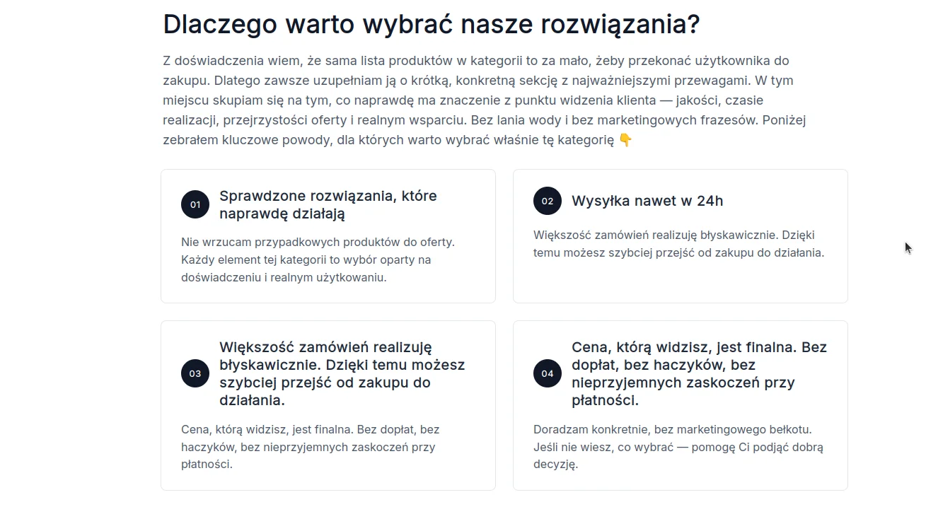 Screen: podgląd renderu modułu na sklepie internetowym