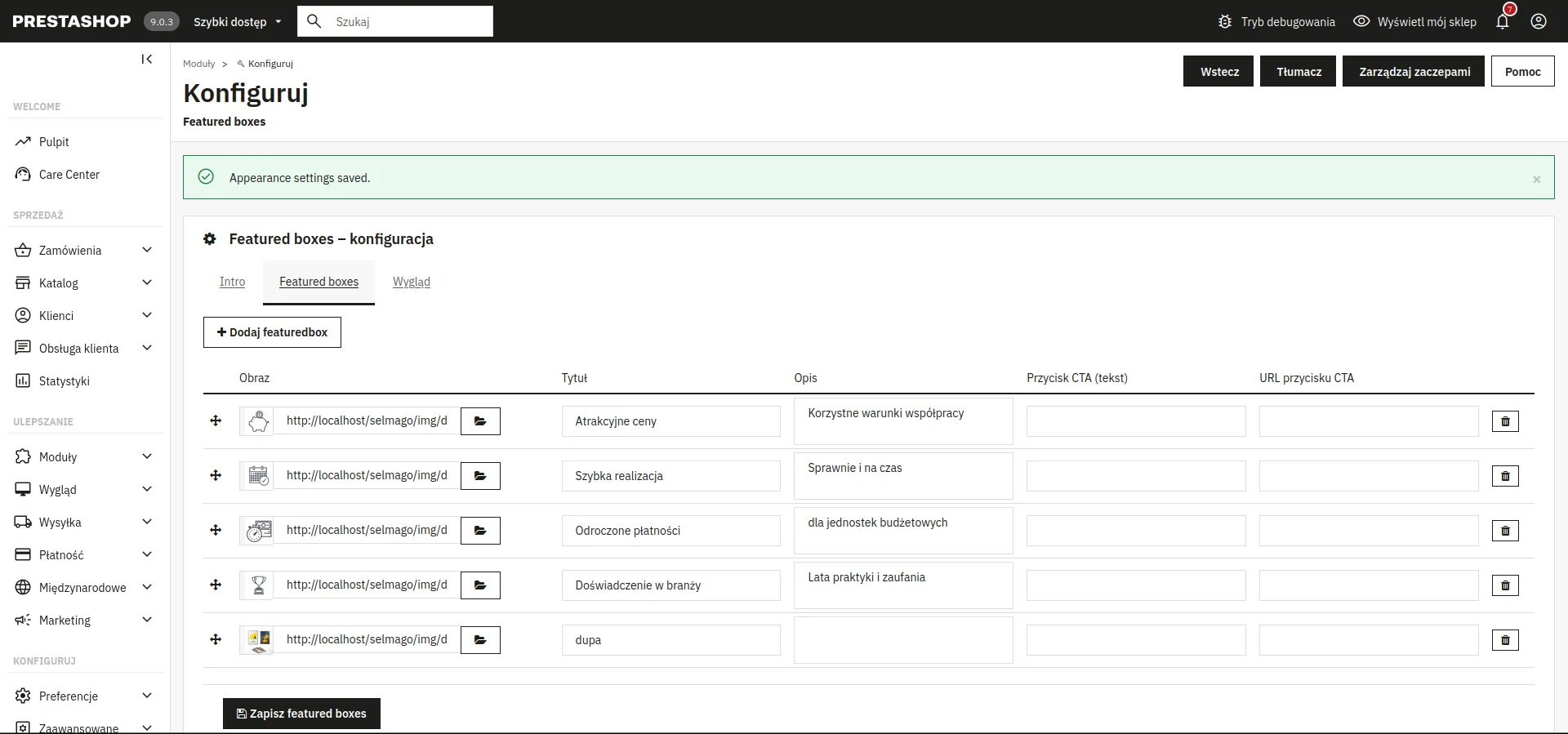 Screen: zakładka featuredboxes