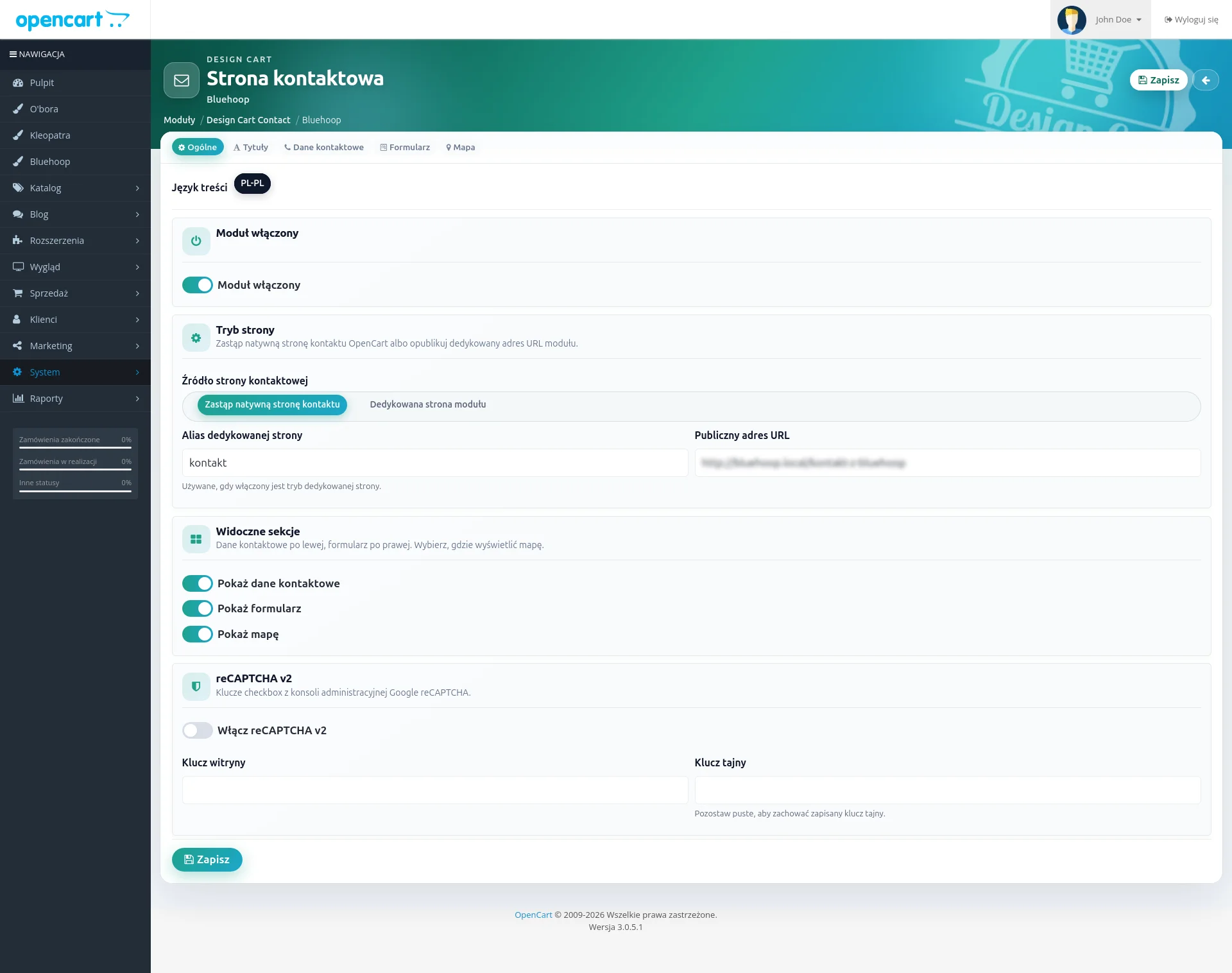 Screen: ustawienia ogólne