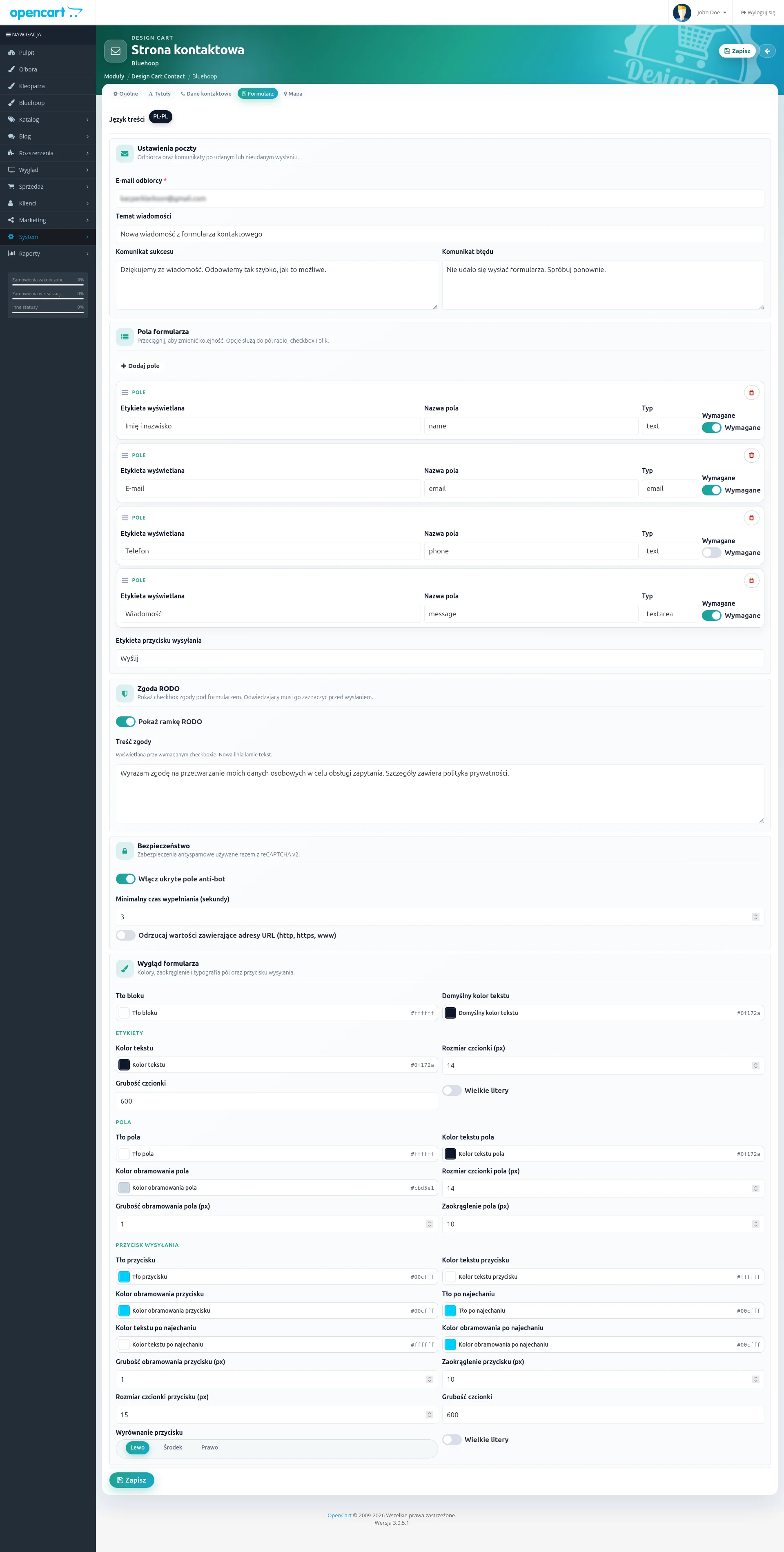 Screen: ustawienia formularzy