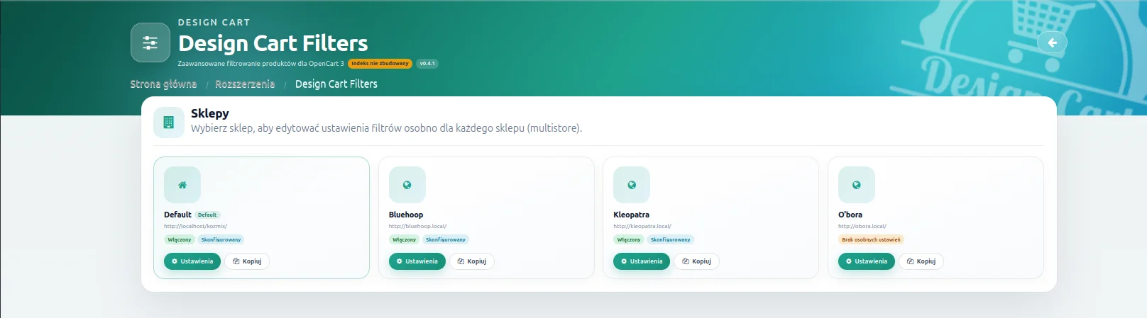 Screen: wybór sklepu w multistore