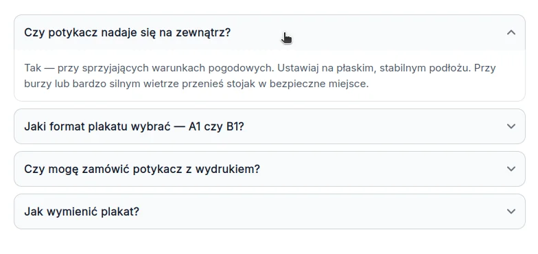 Screen: przykład wyglądu accordion