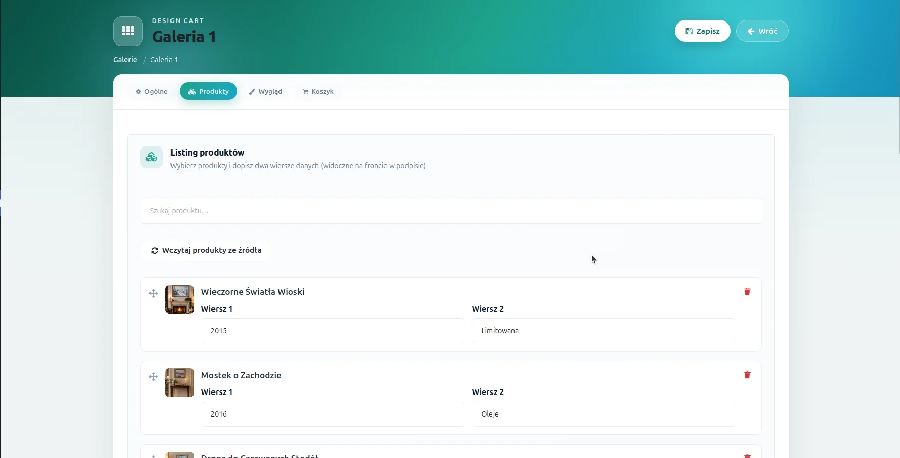 Screen: lista produktów