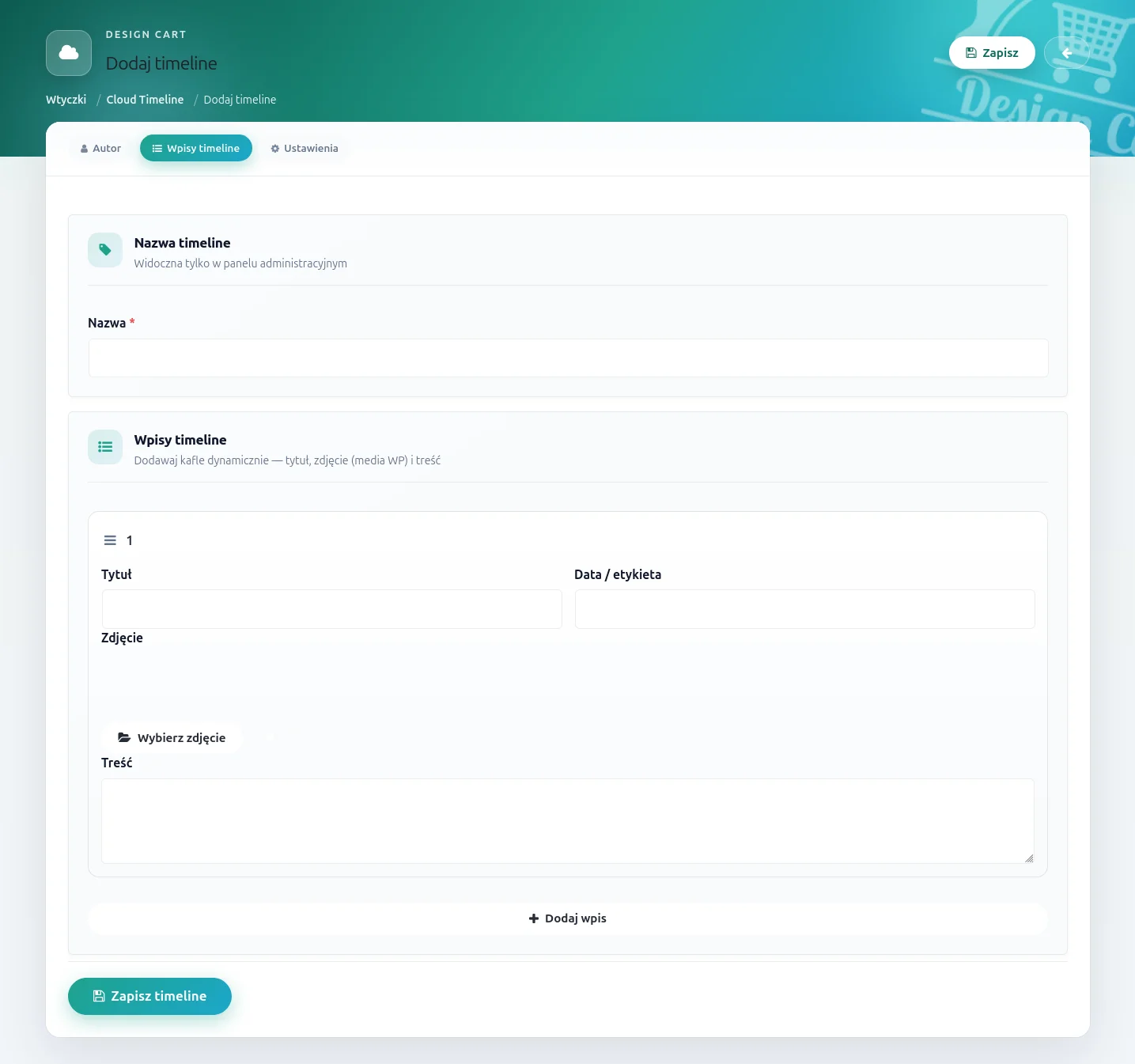 Screen: serce modułu - elementy składowe timeline