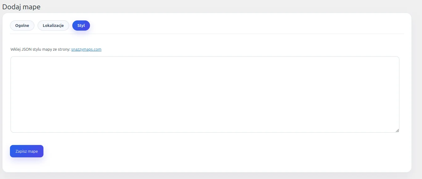 Screen: dodawanie mapy zakładka "Styl"