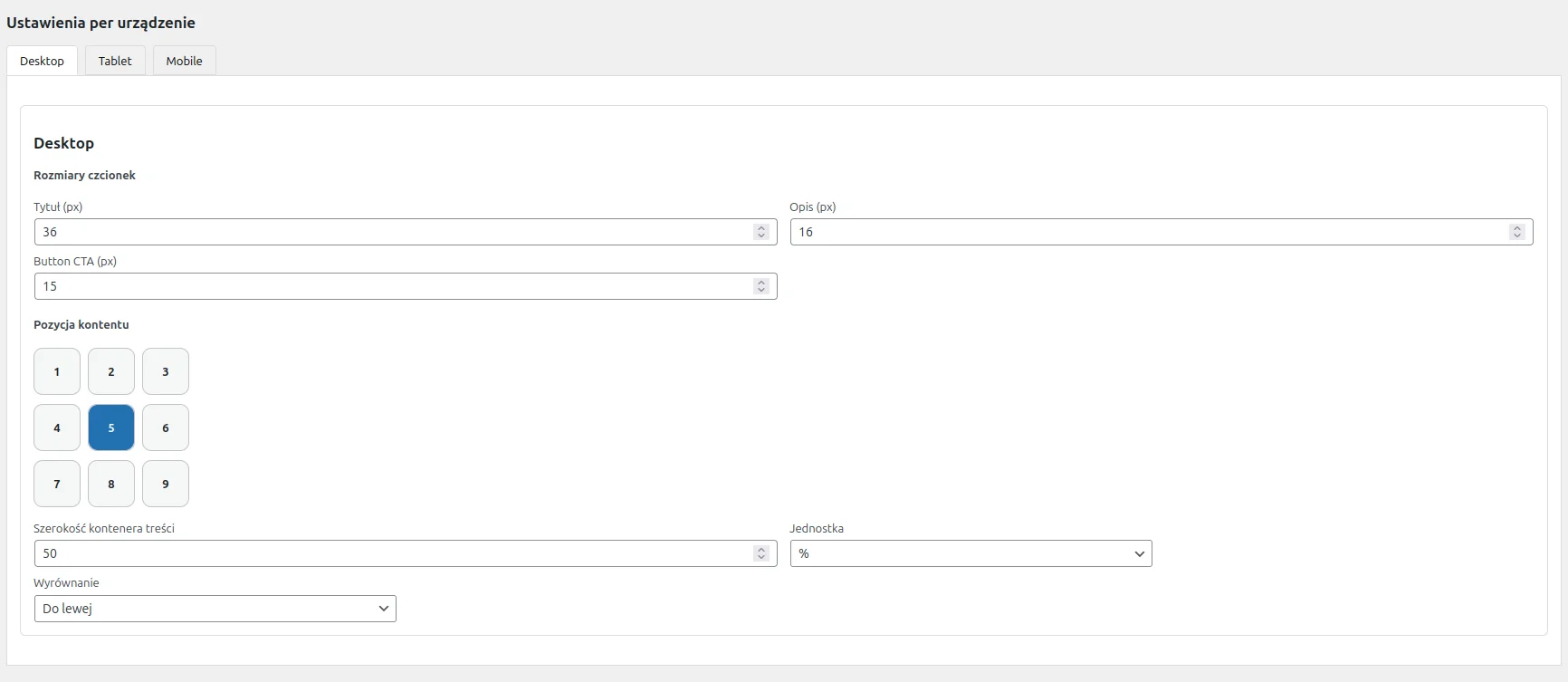Responsywność slajdu