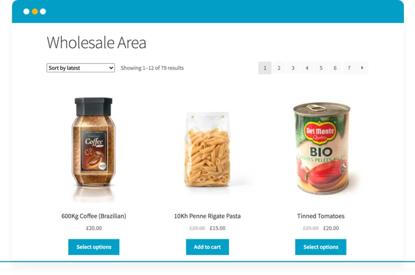 Widok tabeli podstawowej wersji WooCommerce Wholesale Pro