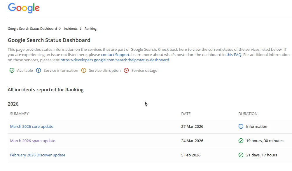Screen: ogłoszenie Core Update przez Google
