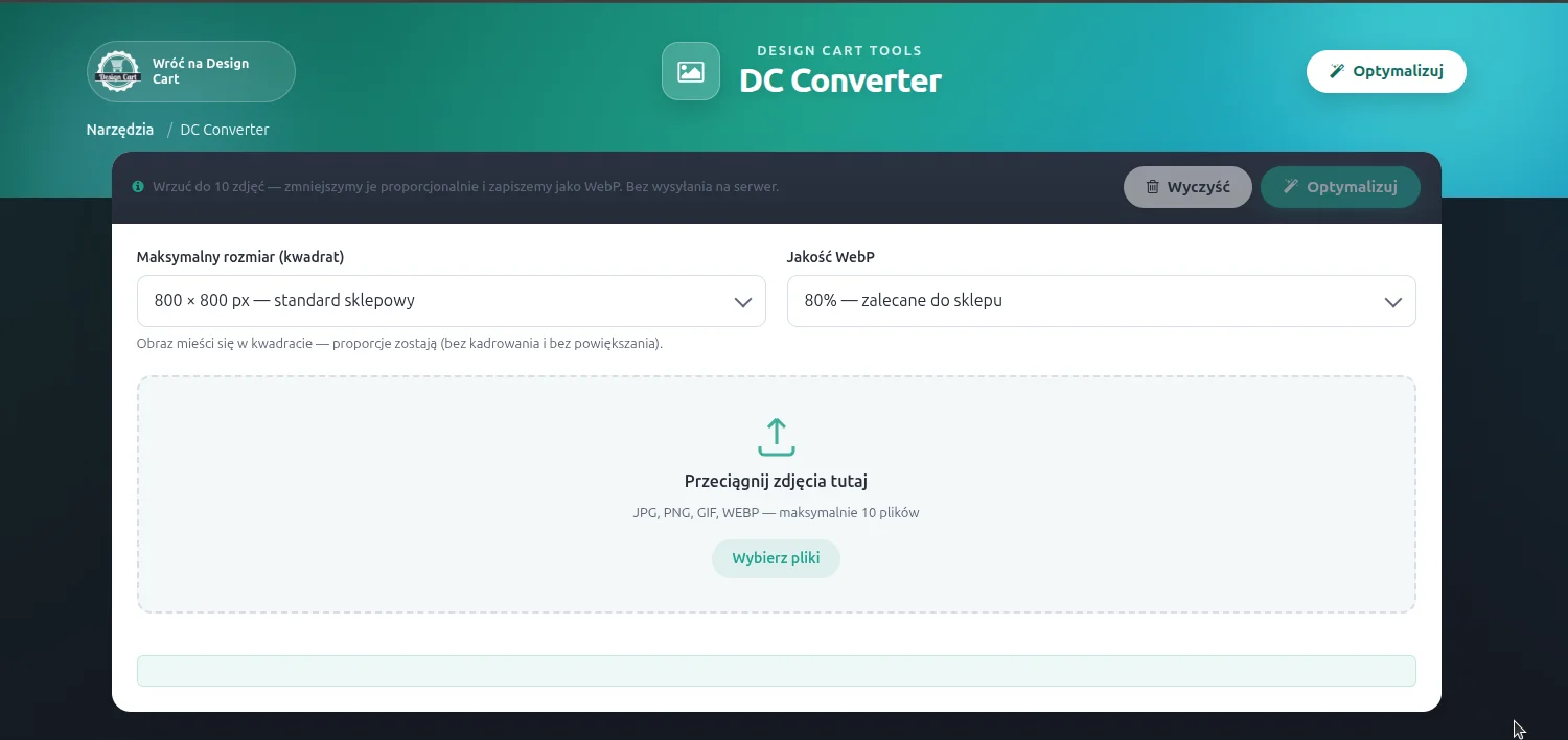 DC Converter - konwersja obrazów do webp online
