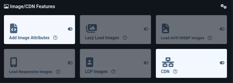 Screen: zarządzanie Image/CDN Features