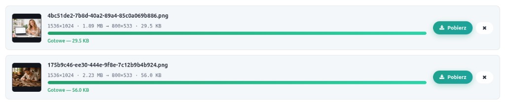 DC Converter — dwa zdjęcia PNG zoptymalizowane do WebP: z ok. 2 MB do kilkudziesięciu KB